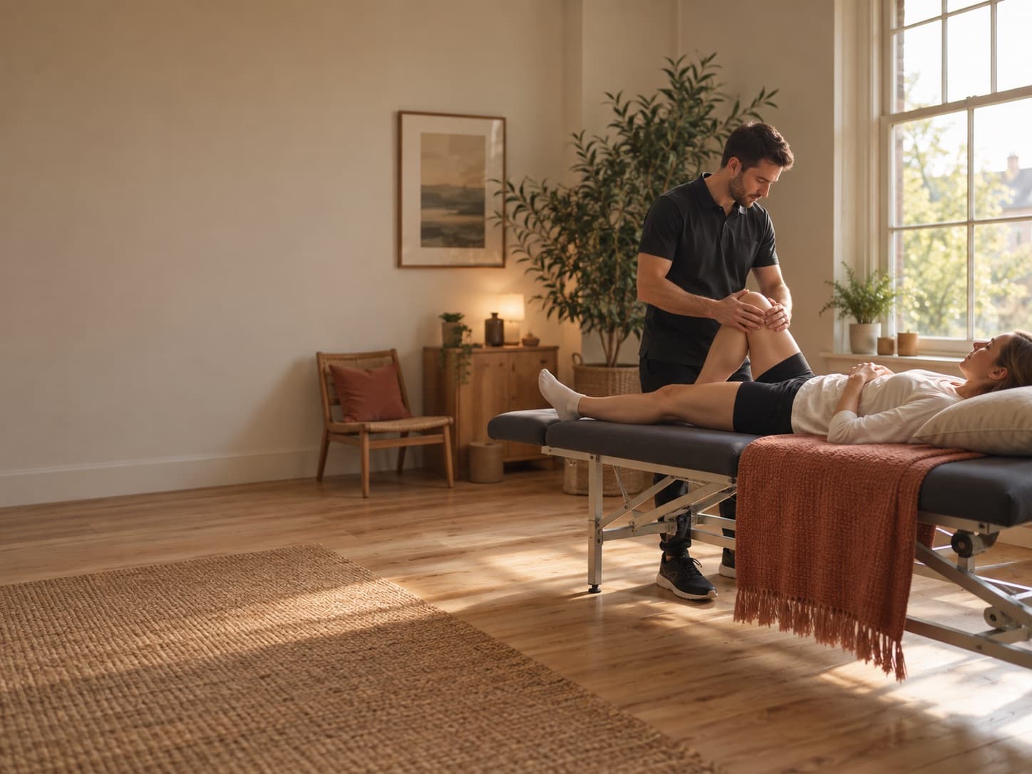 A physiotherapist treating a client at Northgate Physiotherapy